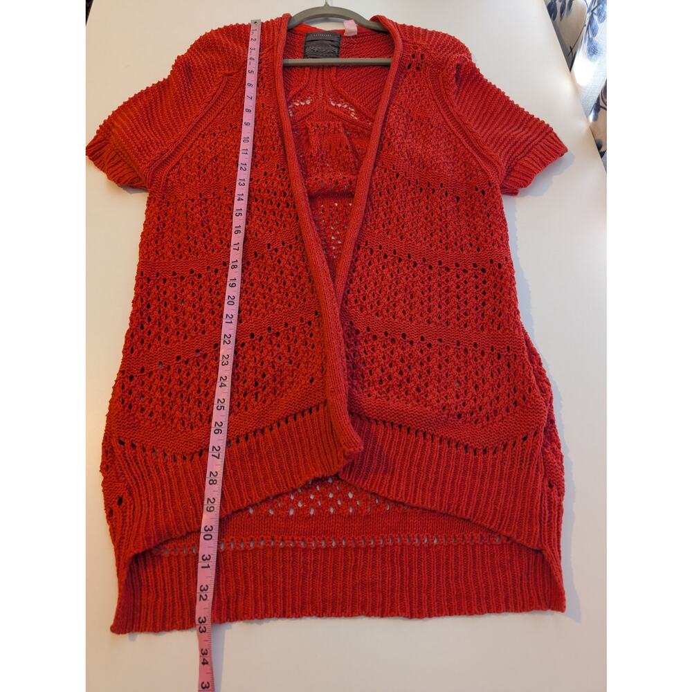 Anthro Guinevere In Summary Cardigan Sweater Crochet Boho Cottage Red Size S - Picture 11 of 11